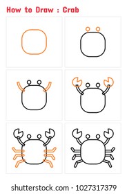 How Draw Crab Drawing Tutorial Stock Vector (Royalty Free) 1027317379 ...