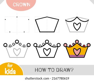 How to draw Crown for children. Step by step drawing tutorial. A simple guide to learning to draw
