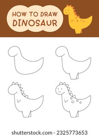 How to draw cute dinosaur cartoon for coloring book