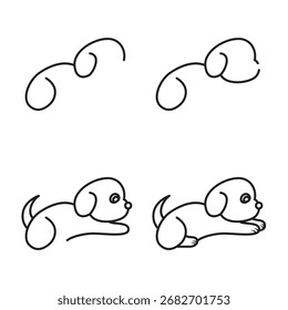 Cómo dibujar un perro lindo fácil paso a paso Tutorial de dibujo para niños