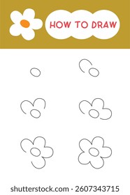 How to draw cute flower or floral cartoon step by step for learning, tutorial, kid, education and coloring book 
