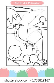How To Draw Dinosaur. Drawing For Children. Dot to Dot