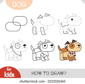 Cómo dibujar a Perro para niños. tutorial de dibujo paso a paso. Una guía simple para aprender a dibujar