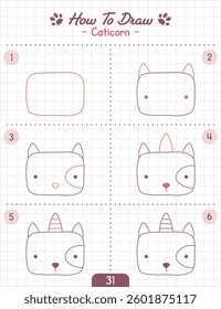 How to Draw Doodle Animal, Cartoon Character Step by Step Drawing Tutorial. Vector eps 10