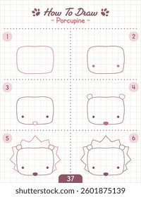 How to Draw Doodle Animal, Cartoon Character Step by Step Drawing Tutorial. Vector eps 10