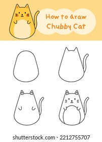 How Draw Doodle Chubby Cat Coloring Stock Vector (Royalty Free ...