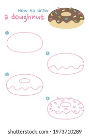 How Draw Doughnut Vector Illustration Draw Stock Vector (Royalty Free ...