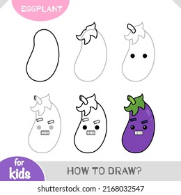 How to draw Eggplant for children. Step by step drawing tutorial. A simple guide to learning to draw