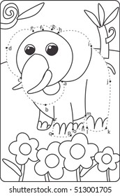 How To Draw Elephant. Drawing For Children. Dot to Dot