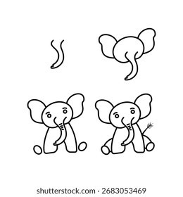 Como Desenhar um Elefante Fácil Passo-a-Passo Desenho Tutorial para Crianças