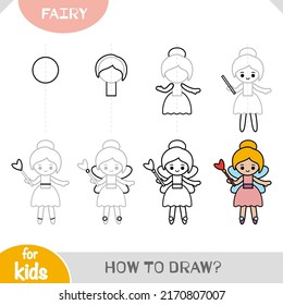 How To Draw Fairy For Children. Step By Step Drawing Tutorial. A Simple Guide To Learning To Draw