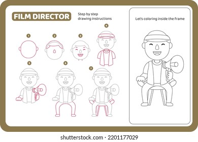 how to draw film director profession tutorial vector