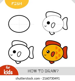 How to draw Fish for children. Step by step drawing tutorial. A simple guide to learning to draw