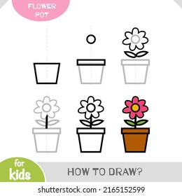 How to draw Flower pot for children  Step by step drawing tutorial  A simple guide to learning to draw