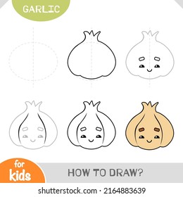 How to draw Garlic for children. Step by step drawing tutorial. A simple guide to learning to draw