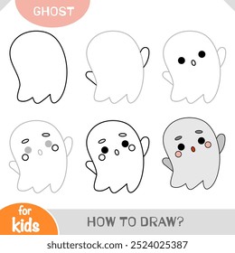 Como desenhar Fantasma personagem para crianças. Tutorial de desenho passo a passo. Um guia simples para aprender a desenhar