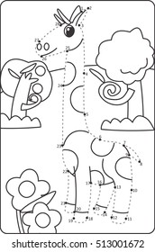 How To Draw Giraffe. Drawing For Children. Dot to Dot