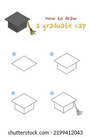 How Draw Graduate Cap Vector Illustration Stock Vector (Royalty Free ...