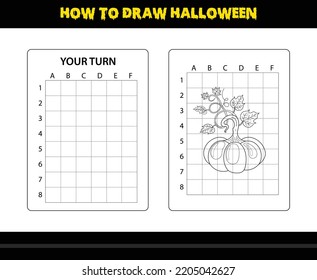How to draw Halloween for kids. Halloween drawing skill coloring page for kids.