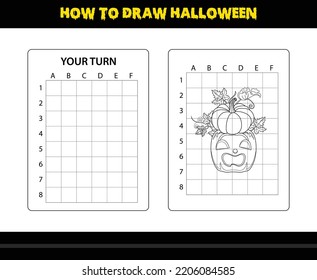 How to draw Halloween for kids. Halloween drawing skill coloring page for kids.