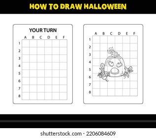 How to draw Halloween for kids. Halloween drawing skill coloring page for kids.