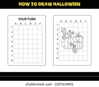 How to draw Halloween for kids. Halloween drawing skill coloring page for kids.
