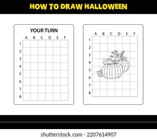 How to draw Halloween for kids. Halloween drawing skill coloring page for kids.