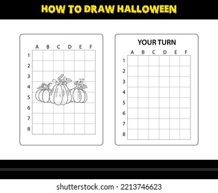 How to draw Halloween for kids. Halloween drawing skill coloring page for kids.