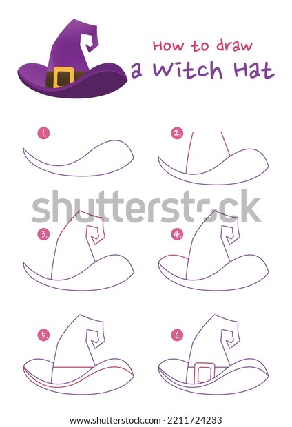 How Draw Halloween Witch Hat Vector Stock Vector (Royalty Free ...