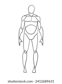 How to draw human mannequin figure. Easy drawing. Vector illustration image.