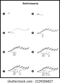 How to draw Kentrosaurus Step by step vector drawing