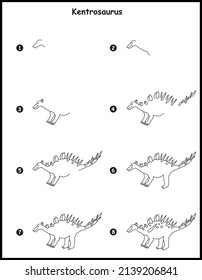 How to draw Kentrosaurus Step by step vector drawing