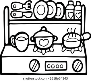 How to draw Kitchen Set drawing Easy