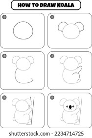Cómo dibujar una página de dibujo paso a paso de Koala para los niños