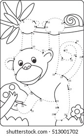 How To Draw Monkey. Drawing For Children. Dot to Dot