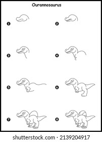 How to draw Ourannosaurus  Step by step vector drawing