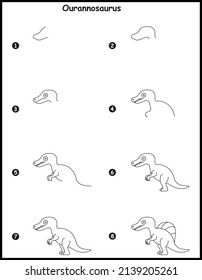 How to draw Ourannosaurus  Step by step vector drawing