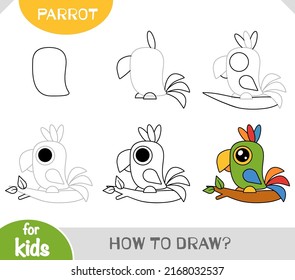 How to draw Parrot for children. Step by step drawing tutorial. A simple guide to learning to draw