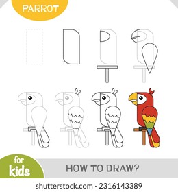 How to draw Parrot for children  Step by step drawing tutorial  A simple guide to learning to draw