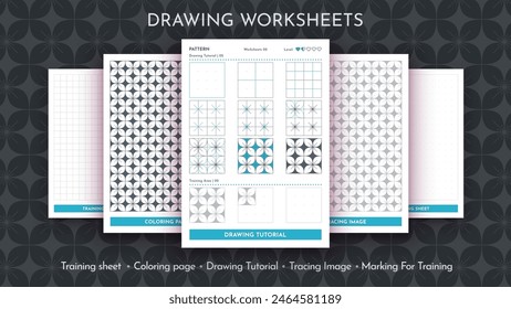 How to Draw a Pattern. Step by Step Drawing Tutorial. Draw Guide Worksheet. Simple Instruction for Kids and Adults. Vector eps 10.