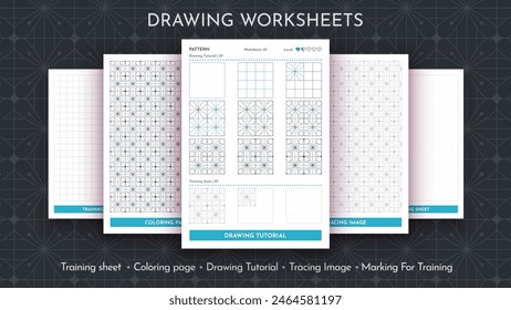 How to Draw a Pattern. Step by Step Drawing Tutorial. Draw Guide Worksheet. Simple Instruction for Kids and Adults. Vector eps 10.