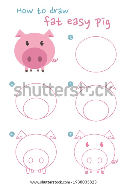 Cómo dibujar una ilustración vectorial de cerdo. Dibujar cerdo fácil ...
