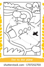 How To Draw Plane . Drawing For Children. Dot to Dot Transportation