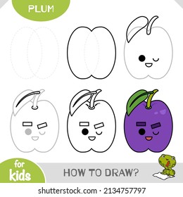 How to draw Plum for children. Step by step drawing tutorial. A simple guide to learning to draw