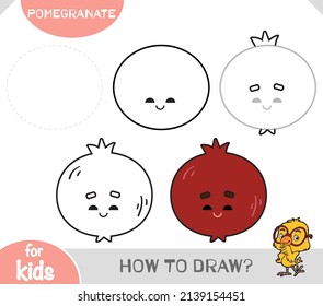 How to draw Pomegranate for children. Step by step drawing tutorial. A simple guide to learning to draw