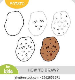 How to draw Potato for children. Step by step drawing tutorial. A simple guide to learning to draw