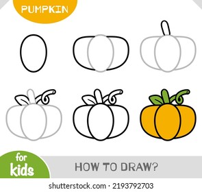 How to draw Pumpkin for children  Step by step drawing tutorial  A simple guide to learning to draw