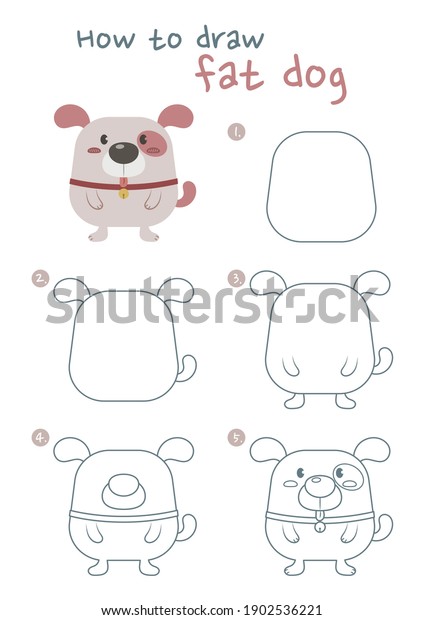 How to draw a puppy vector illustration. Draw a puppy step by step. Fat