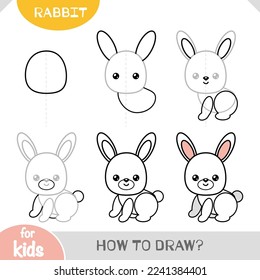 How to draw Rabbit for children. Step by step drawing tutorial. A simple guide to learning to draw