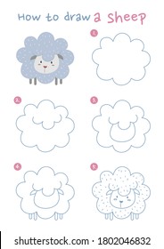 How Draw Sheep Vector Illustration Draw Stock Vector (Royalty Free ...